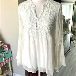 Bellambra Vintage Silk with crochet lace Boho Fairy Blouse Vintage Italy SZ S